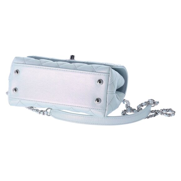 Chanel Coco Handle Bag Quilted Caviar Extra Mini Iridescent Blue Rainbow HW - Picture 14 of 17